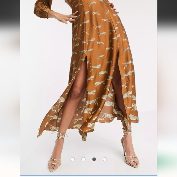 BNWT! ASOS /Liquorish wrap front maxi dress in graduated cheetah print - Picture 4 of 4